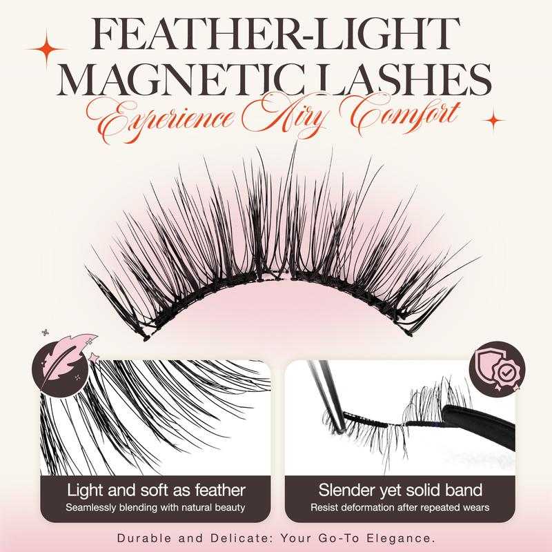 LASHVIEW Soft Magnetic Eyelashes Reusable Eyelashes with Applicator No Glue or Eyeliner Needed Magnetic Lashes Kit Lightweight Lashes for Daily Makeup