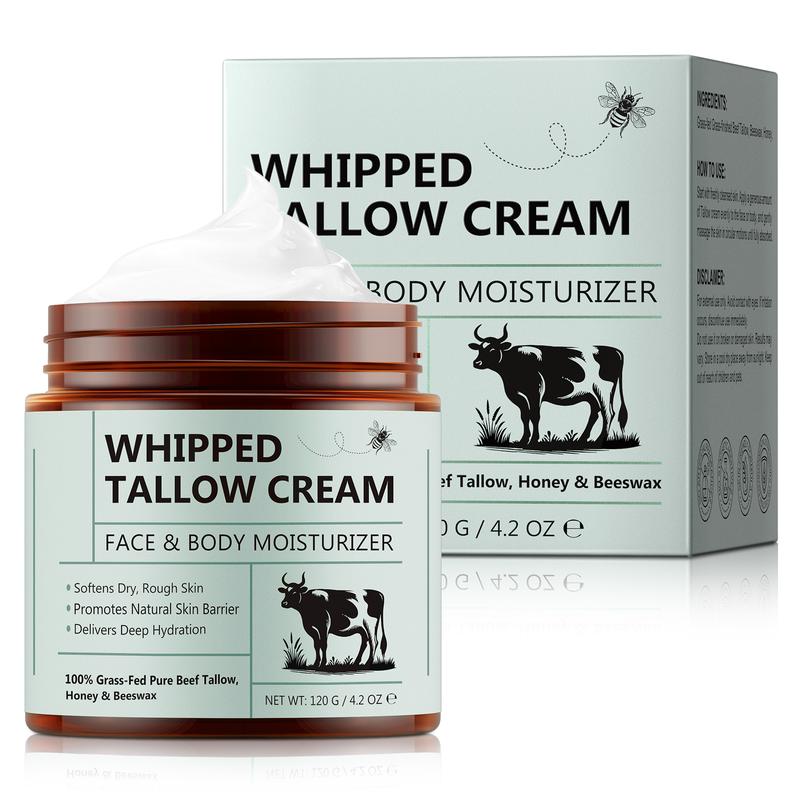 Beef Tallow and Honey Balm, Beef Tallow for Skin, Face & Body Moisturizer, Honey Beeswax, Whipped Tallow Cream Delivers Deep Hydration Skin(120G)