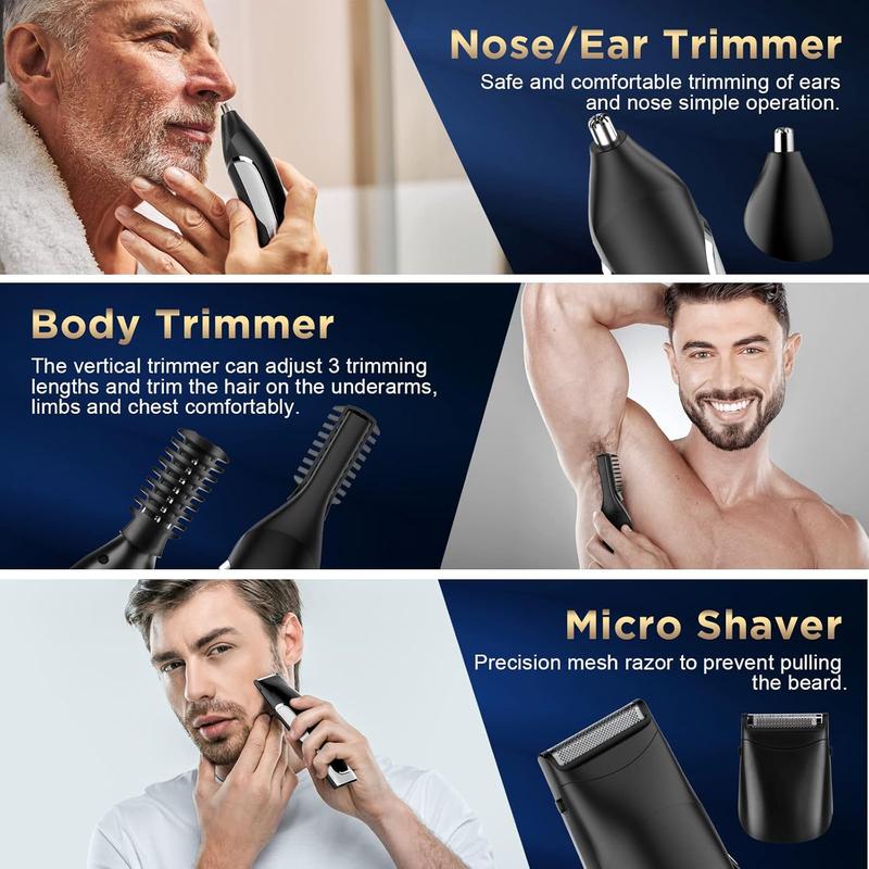 Beard Trimmer for Men, Waterproof Electric Razor Hair Trimmer, IPX7 Washable Hair Clippers for Beard, Mens Grooming Kit for Nose Mustache Body , Gifts for Men Father Husband