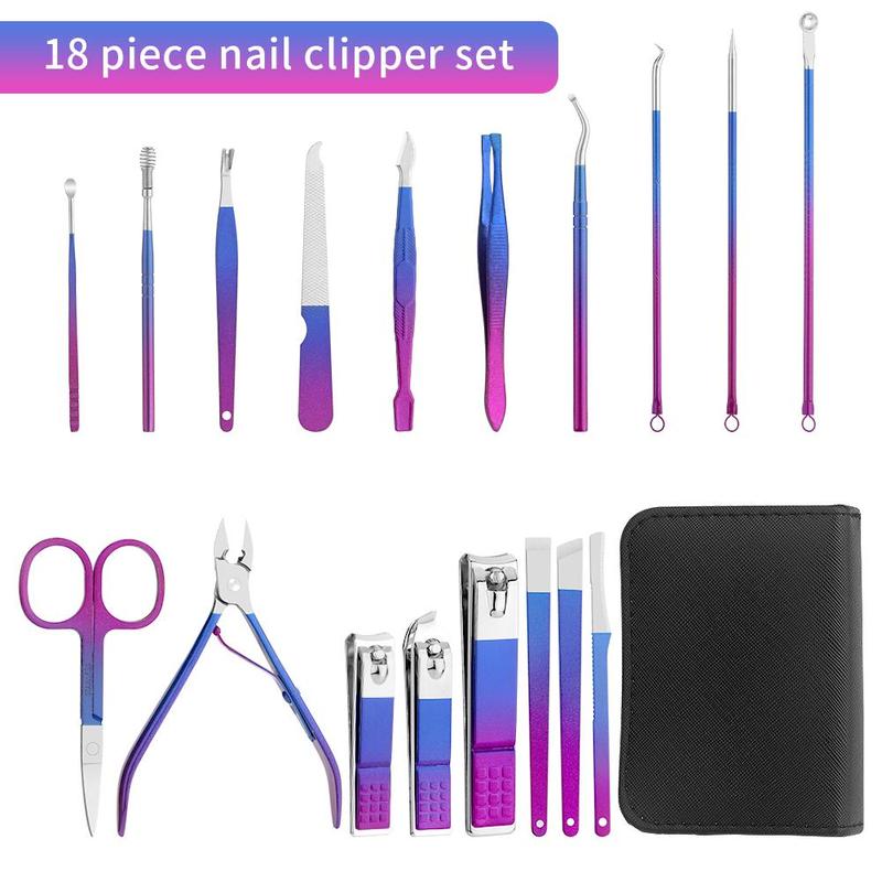 Professional Stainless Steel Nail Clipper, 1 Set Portable Travel Nail Clipper Set, Manicure & Pedicure Tool Set for Men & Women