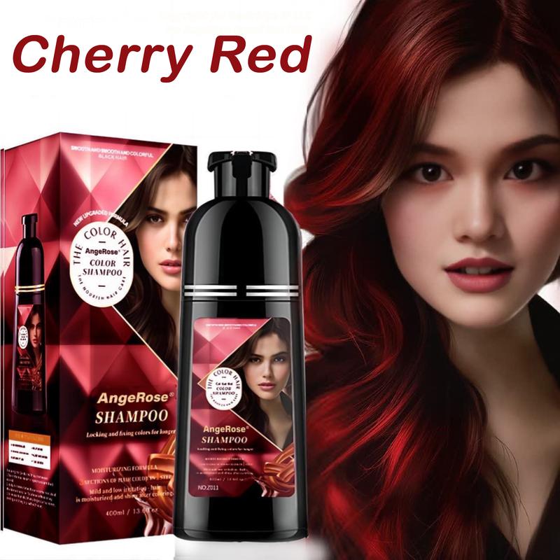 AngeRose Hair Color shampoo, Hair Dye Shampoo , 3 in 1 function Long-lasting & Coverage for Gray Hair,  Multi-color Wine Red, Chestnut Brown, Black, Hair Care, Hair Treatment, 400 ml , Gift for Women&Men color shampoo