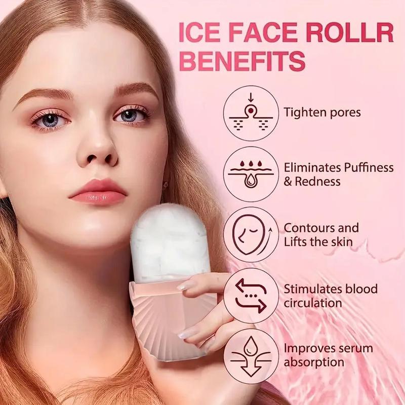 Reusable Skin Care Tools, Ice Roller & Silicone Face Scrubber Brush & Stainless Steel Gua Sha Board, Beauty Summer Gift for Women & Men, Ice Face Roller Ice Roller for Face, Skincare Products