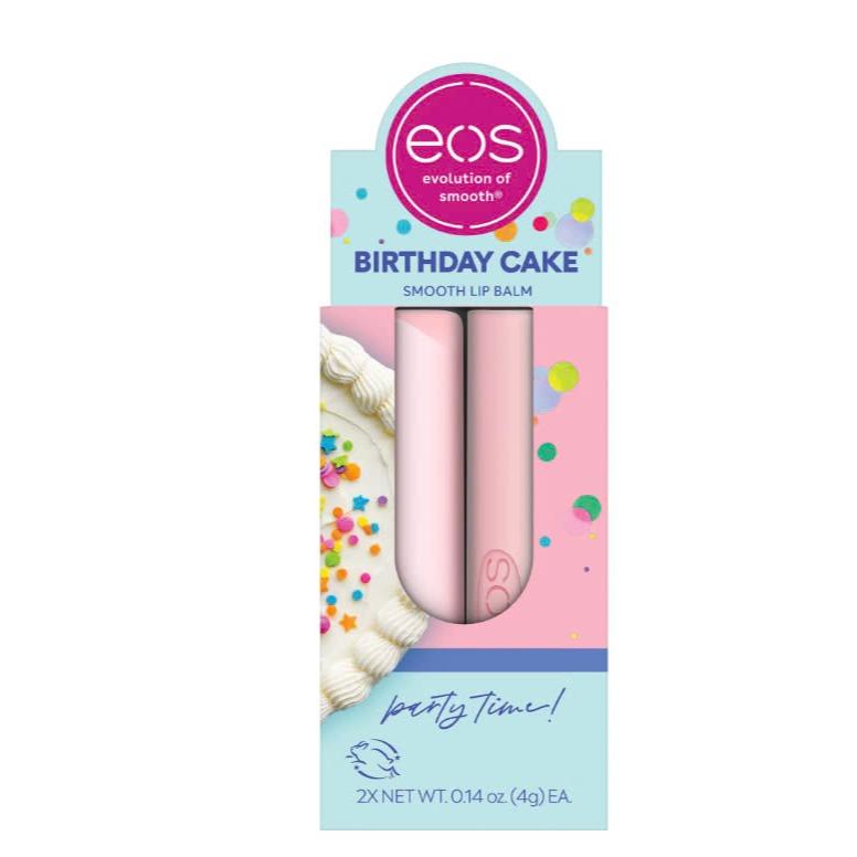 eos Natural Shea Lip Balm- Birthday Cake, 0.14 oz, 2-Pack