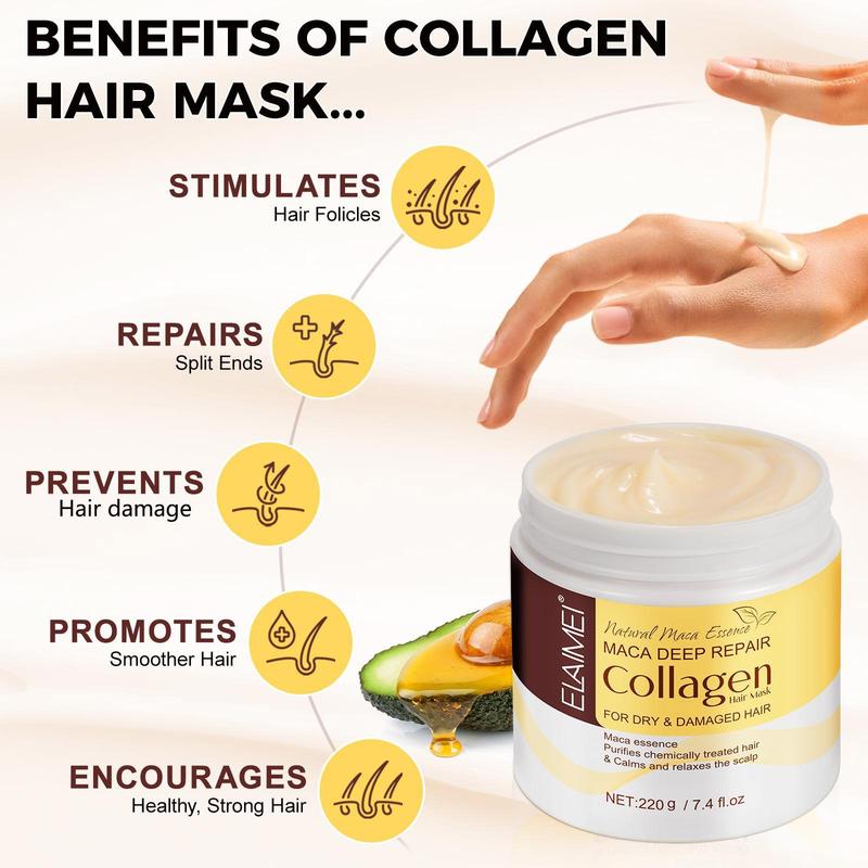 Collagen Hair Mask, 1 Box Deep Moisturizing Hair Mask for Christmas Gift, Natural Hair Mask for Dry and Devitalized Hair, Nourishing Hair Care Product for Women