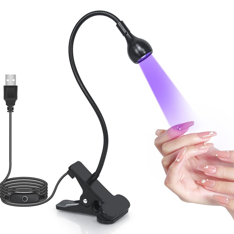 UV Light Gooseneck UV Lamp for Nails 365+395nm 3w Black Light LED UV Nail Lamp with Clamp for Gel Nails Ultraviolet Curing UV Nail Lamp 5v USB Input UV Light with 4 Levels Dimming, Nail Art Tool for Home & Salon Use