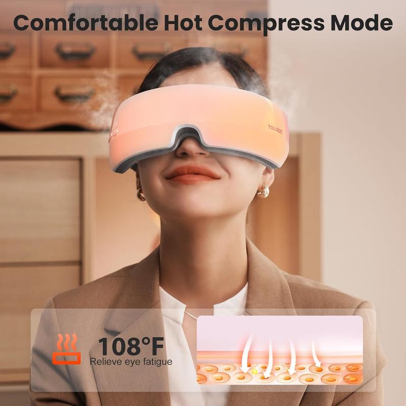 Eye Massager with Heat and Bluetooth Music–Perfect Gift for Relaxation,Migraine Relief,Eye Strain Reduction,and Improved Sleep Quality,Thanksgiving Christmas Gift