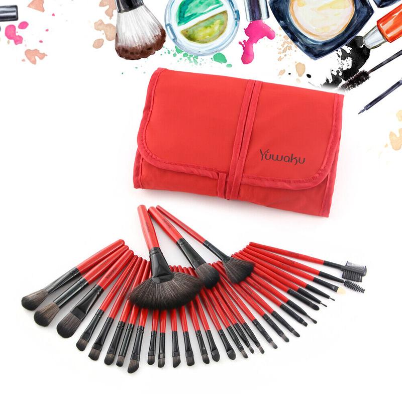 32PCS Professional Make up Brushes Set Cosmetic Tool Kabuki Makeup+ Luxury Bag Eyeshadow Plastic