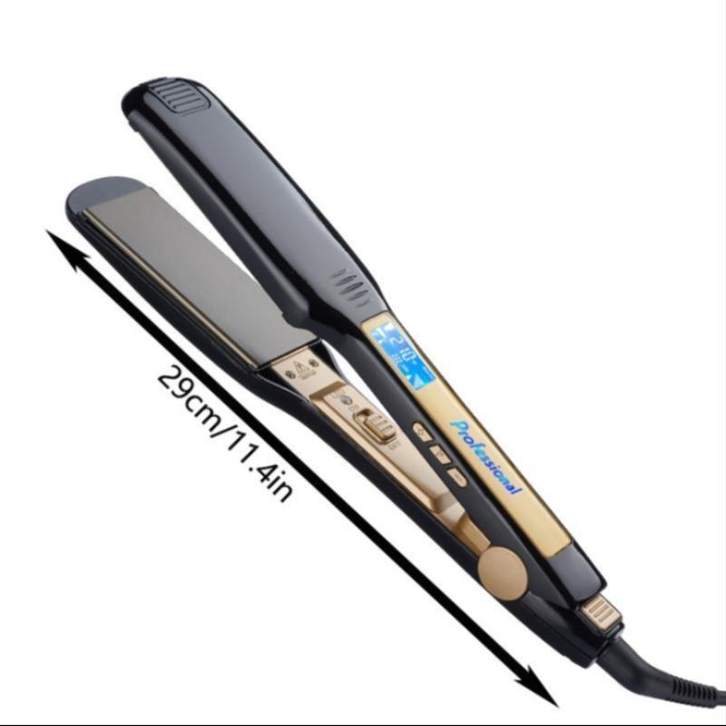 Professional Hair Straightening Flat Iron, Adjustable Temperature Dual Voltage Instant Heat Up Hair Straightener, LCD Digital Display Straightening Iron