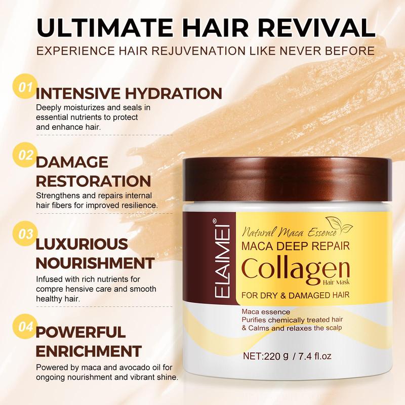 Collagen Hair Mask, 1 Box Deep Moisturizing Hair Mask for Christmas Gift, Natural Hair Mask for Dry and Devitalized Hair, Nourishing Hair Care Product for Women