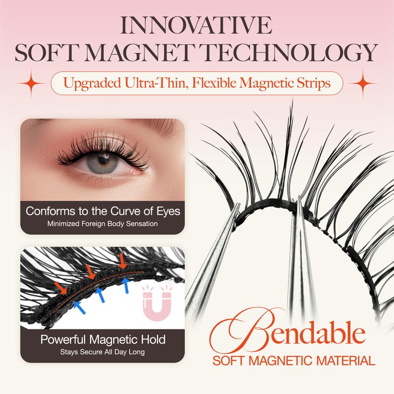 LASHVIEW Soft Magnetic Eyelashes Reusable Eyelashes with Applicator No Glue or Eyeliner Needed Magnetic Lashes Kit Lightweight Lashes for Daily Makeup