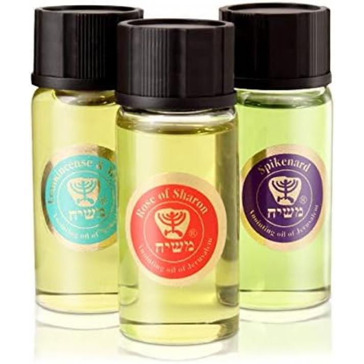 Anointing Oil from Israel - Set of 3 Anointing Oil from Jerusalem - Rose of Sharon, Myrrh and Frankincense, Spikenard Biblical Oils | Total Amount 1oz Anointing Oil Made in Israel by HalleluYAH