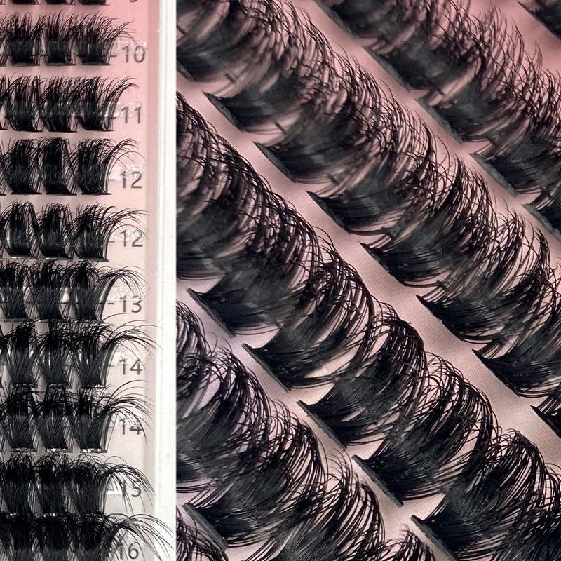 0.07 D Curling Fluffy DIY Cluster Eyelashes, 1 Box 5D 9-16mm Volume Segments Eyelashes Extensions, Fully and Dramatic Faux Handmade Easy for DIY Individual Eyelash At Home Makeup, Lash Clusters, Meatball In Makeup, Christmas Gift