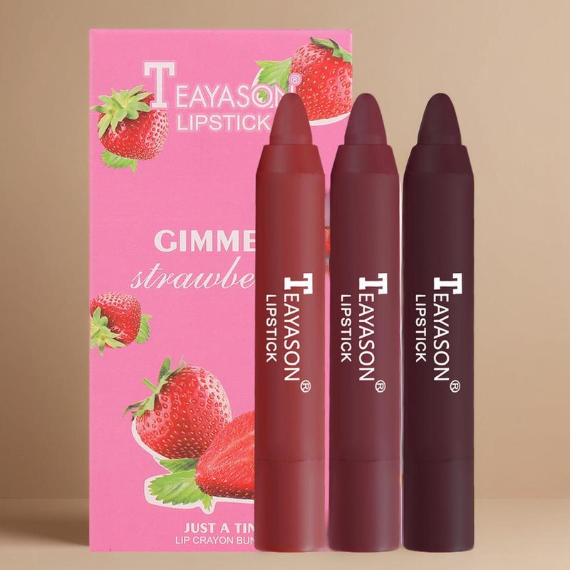 Long-lasting Matte Lipstick, 3pcs set Waterproof Easy Coloring Lip Sticks, Moisturizing Matte Lipstick, Suitable for All Occasions Lip Makeup, Hydrating Lipgloss, Girls and Women Makeup Accessories