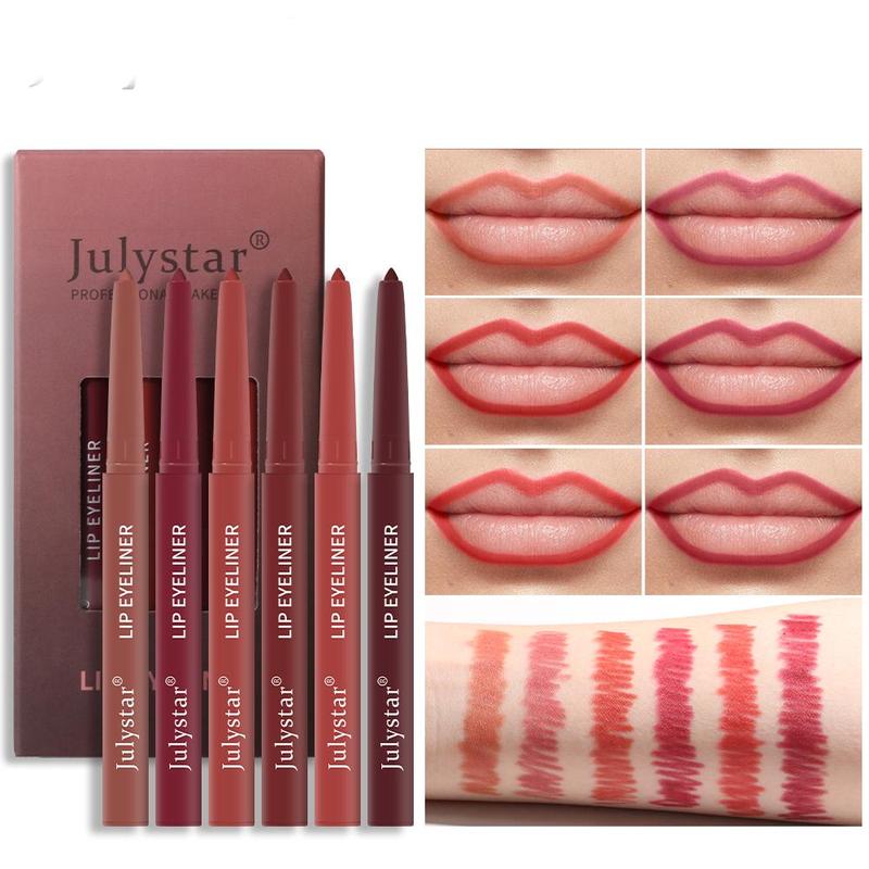 6-color Smooth Lip Liner, 6pcs set Waterproof Long-lasting Lipstick Pen, Multifunctional Lip Makeup Pencils for Daily Use