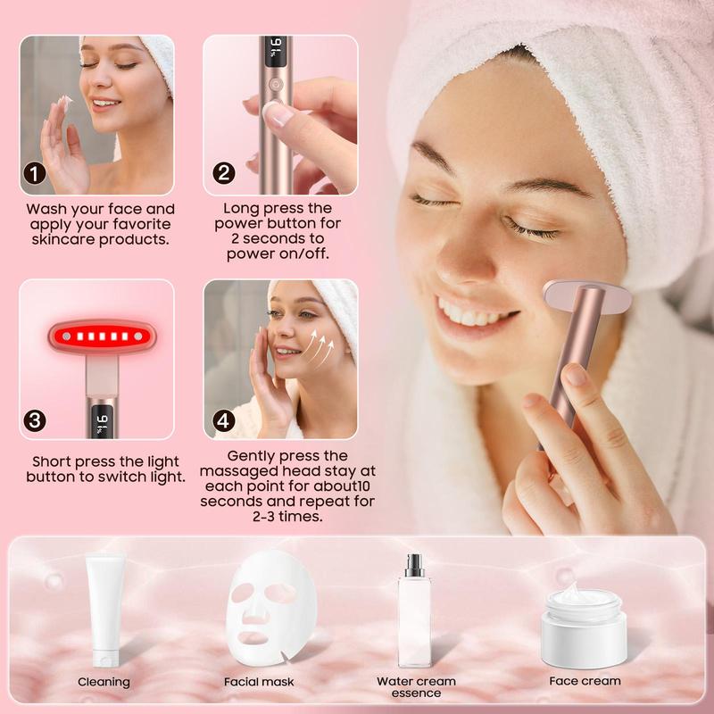 Neck&Face Skin Lifting&Firming Skincare Massager, 7-in-1 Facial Beauty Tool, Portable SkinCare, 7 Color Ficial Massage Tool, 1 Count Neck Beauty Product,