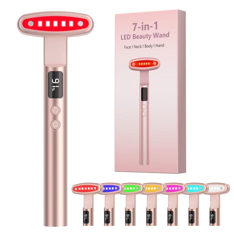 Neck&Face Skin Lifting&Firming Skincare Massager, 7-in-1 Facial Beauty Tool, Portable SkinCare, 7 Color Ficial Massage Tool, 1 Count Neck Beauty Product,