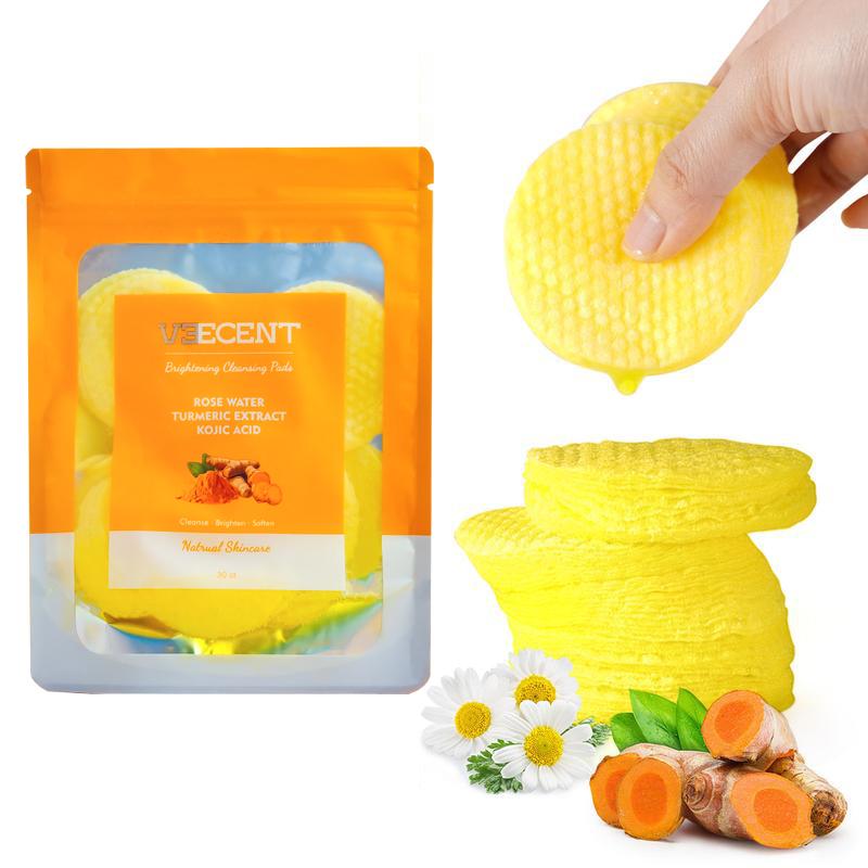 NEW Veecent-Turmeric and Kojic Cleansing Pads Daily Gentle Cleanser Cosmetic