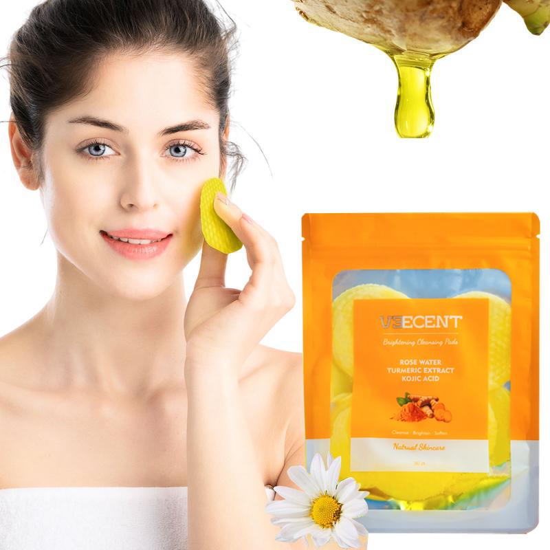 NEW Veecent-Turmeric and Kojic Cleansing Pads Daily Gentle Cleanser Cosmetic