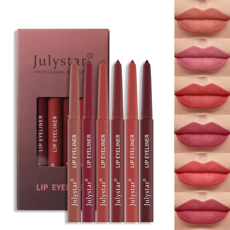 6-color Smooth Lip Liner, 6pcs set Waterproof Long-lasting Lipstick Pen, Multifunctional Lip Makeup Pencils for Daily Use