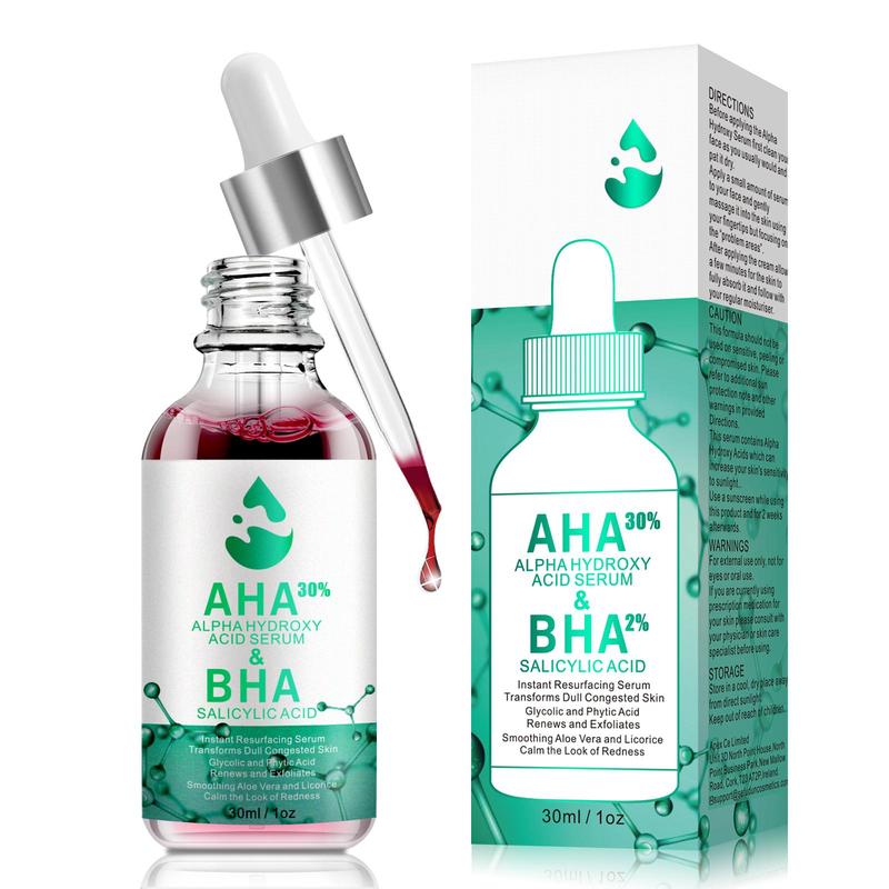 Aha 30% Alpha Hydroxy Acid Serum & Bha 2% Salicylic Acid Serum, Brightening & Firming Facial Essence, Beauty & Personal Care Product for Women & Girls