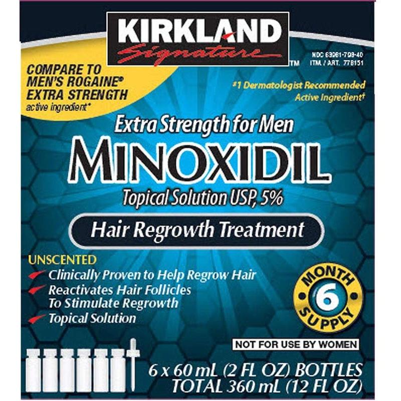 Kirkland Minoxidil 5% Extra Strength 1, 6, 3 Month Supply Men's Hair Growth Hair Care Pack Serum Comfort