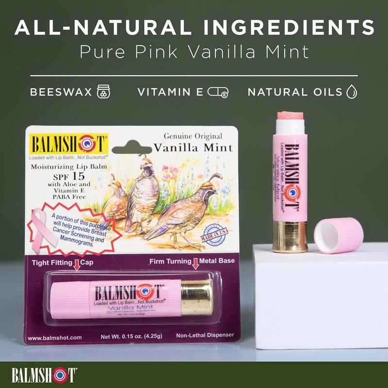 BALMSHOT Vanilla Mint Lip Balm SPF 15 {4-Pack} - 100% Moisturizing Lip Balm