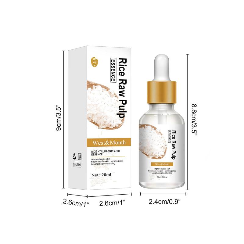 Rice Raw Pulp Serum for Face, Rice Extract Essence Helps Fine Lines Correcting, Firm and Hydrate Skin, Moisturizing Essence, Skincare Products