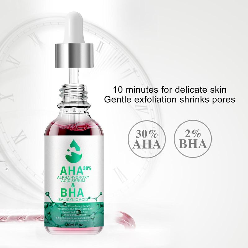 Aha 30% Alpha Hydroxy Acid Serum & Bha 2% Salicylic Acid Serum, Brightening & Firming Facial Essence, Beauty & Personal Care Product for Women & Girls