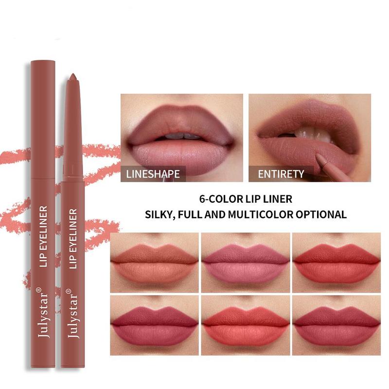 6-color Smooth Lip Liner, 6pcs set Waterproof Long-lasting Lipstick Pen, Multifunctional Lip Makeup Pencils for Daily Use