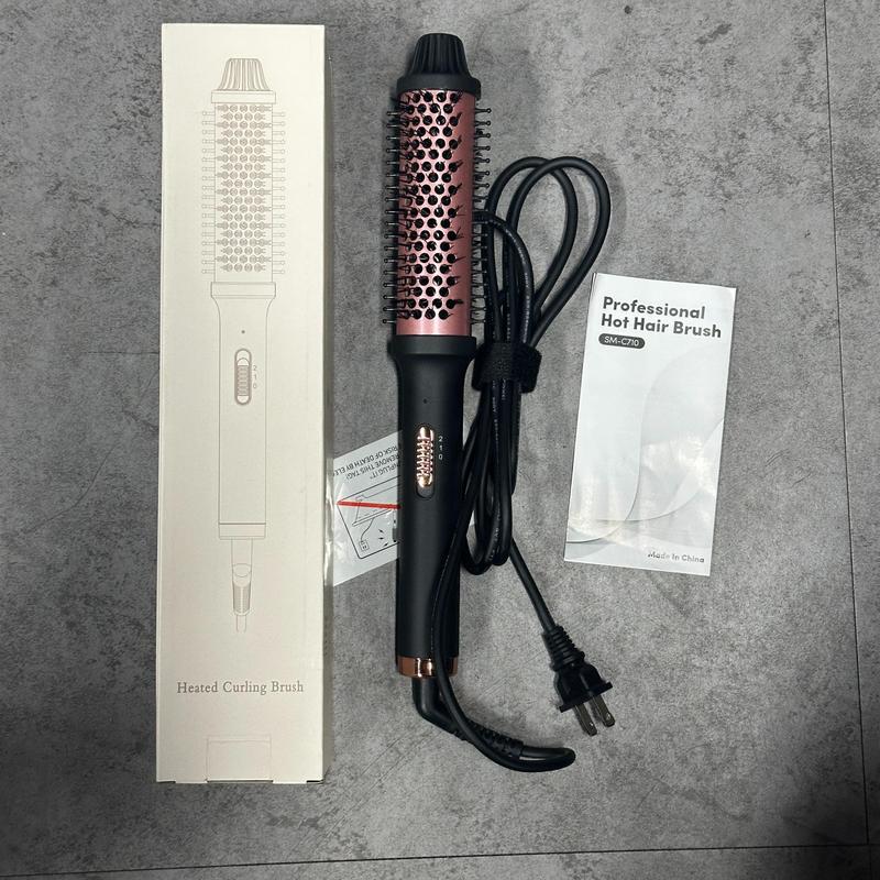 2 in 1 Heated Hair Styling Brush, Professional Hair Straightening & Curling Brush, Straightening Brush, Curling Hair Iron, Hair Straightener, Negative Ionic Thermal Brush for Straightening & Curling,  Hair Straightener Brush