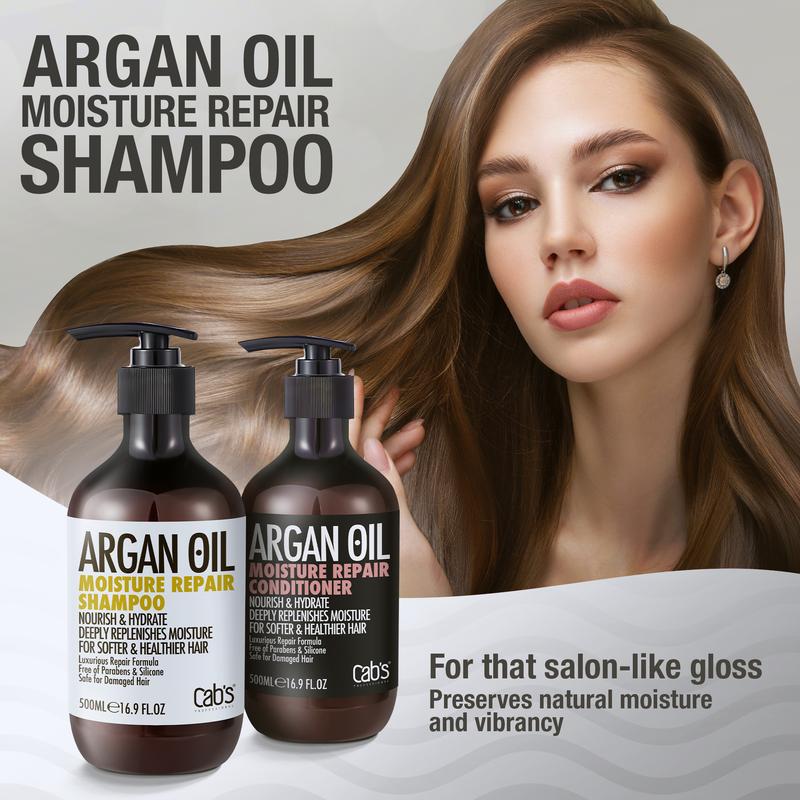 Cab's Argan Oil Repair Shampoo Conditioner Set, Thickening Treatment  - Best Gift for Damaged, Frizzy, Thinning or Color Treated Hair 16.9 fl oz