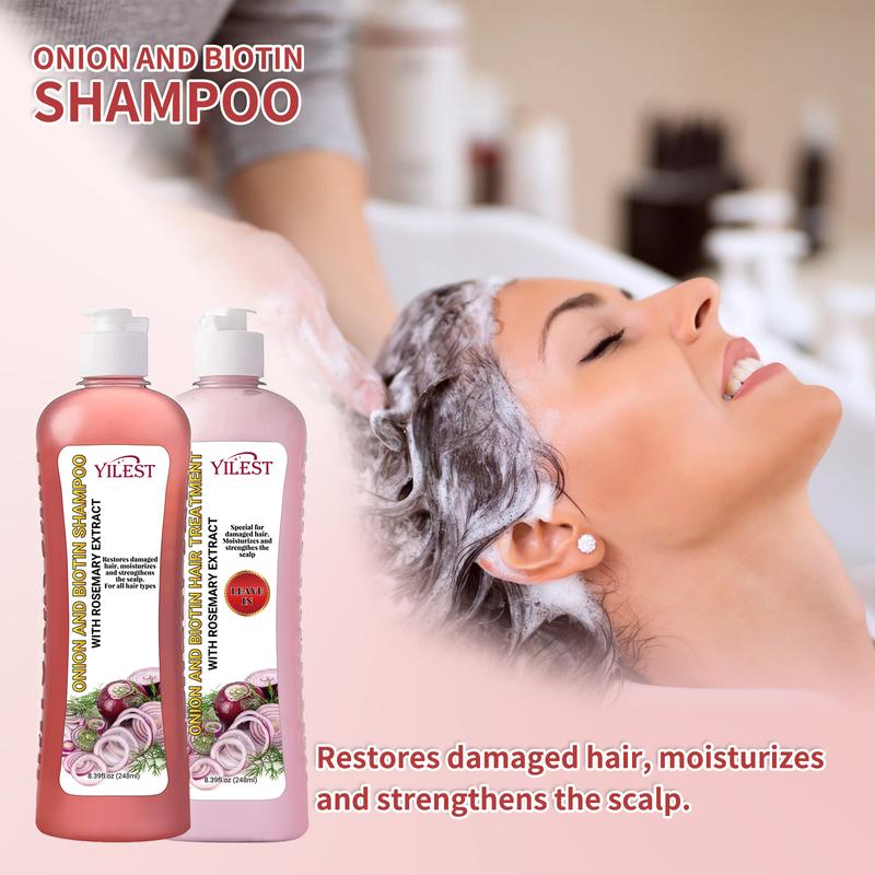 Onion, Rosemary and Biotin Shampoo and Conditioner Set for All Hair Types Makes Hair Stronger, Thicker, Softer and Shinier Hair Moisturizing Conditioner Hair Care Onion Rosemary Moisturizer Cleanser Comfort Clean Moisturizing