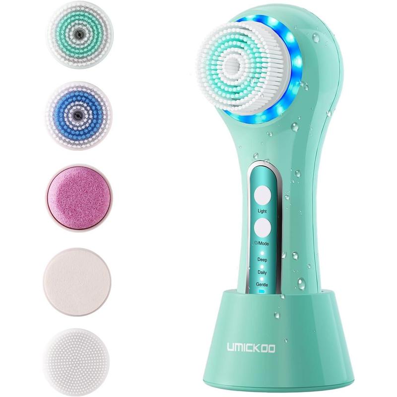 Face Scrubber Exfoliator,Facial Cleansing Brush Rechargeable IPX7 Waterproof with 5 Brush Heads,Electric Face Spin Brush for Exfoliating, Massaging and Deep Cleansing