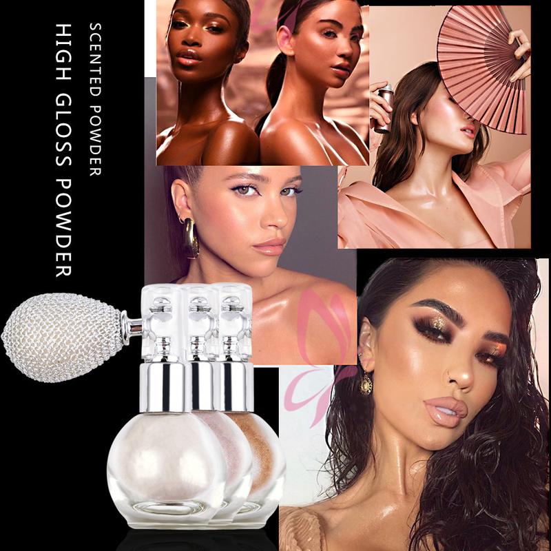 Diamond Highlighter Powder Spray Waterproof High Gloss Glitter Body Bronzer Highlight Powder Face Contour Illuminator Makeup Shimmer Cosmetic,Shimmer Sparkle Powder Makeup Spray, For Face Body Cosmetic Oil Pearl