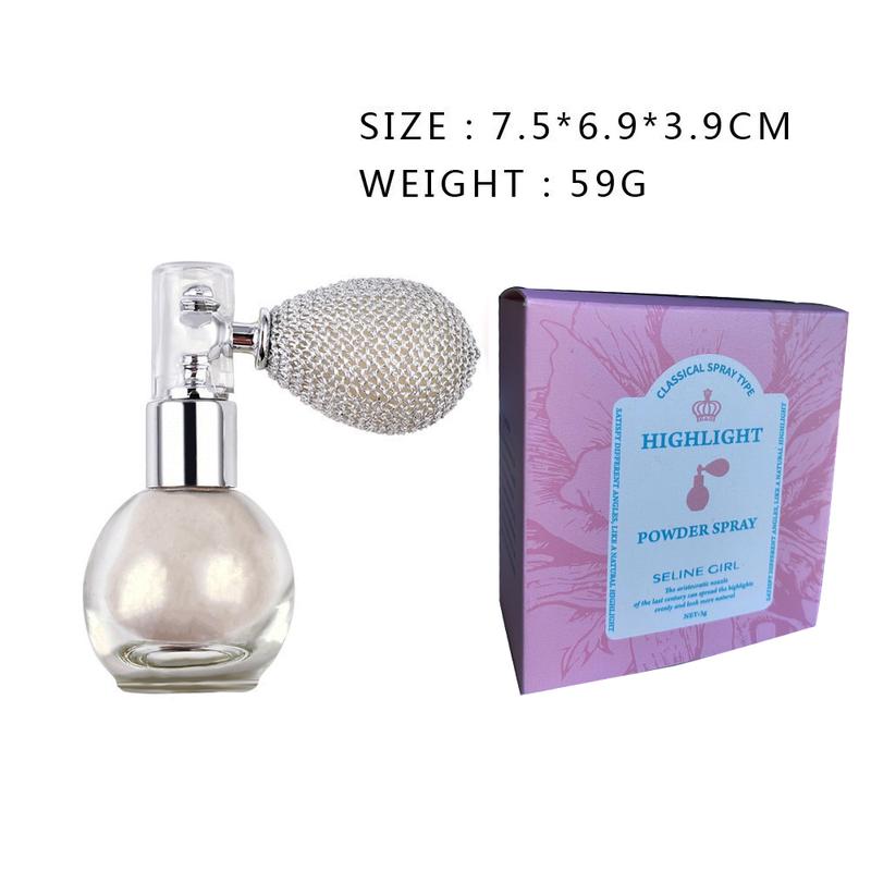 Diamond Highlighter Powder Spray Waterproof High Gloss Glitter Body Bronzer Highlight Powder Face Contour Illuminator Makeup Shimmer Cosmetic,Shimmer Sparkle Powder Makeup Spray, For Face Body Cosmetic Oil Pearl