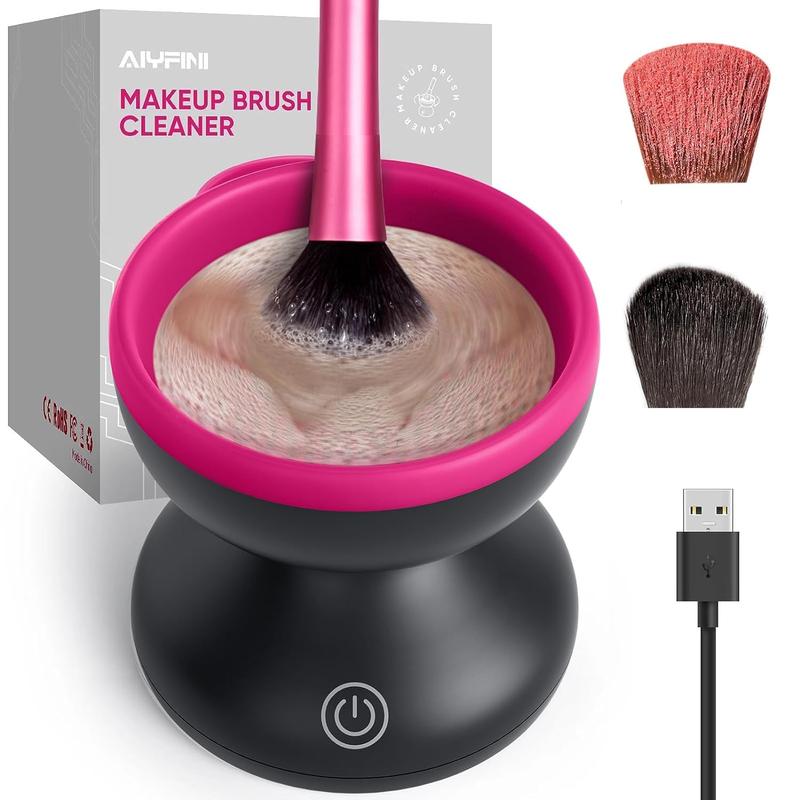 Electric Makeup Brush Cleaner Machine - Alyfini Portable Automatic USB Rechargeable Cosmetic Brushes Cleaner Cleanser Tool for All Size Beauty Makeup Brush Set, Liquid Foundation, Contour, Eyeshadow, Blush, brush  blender,