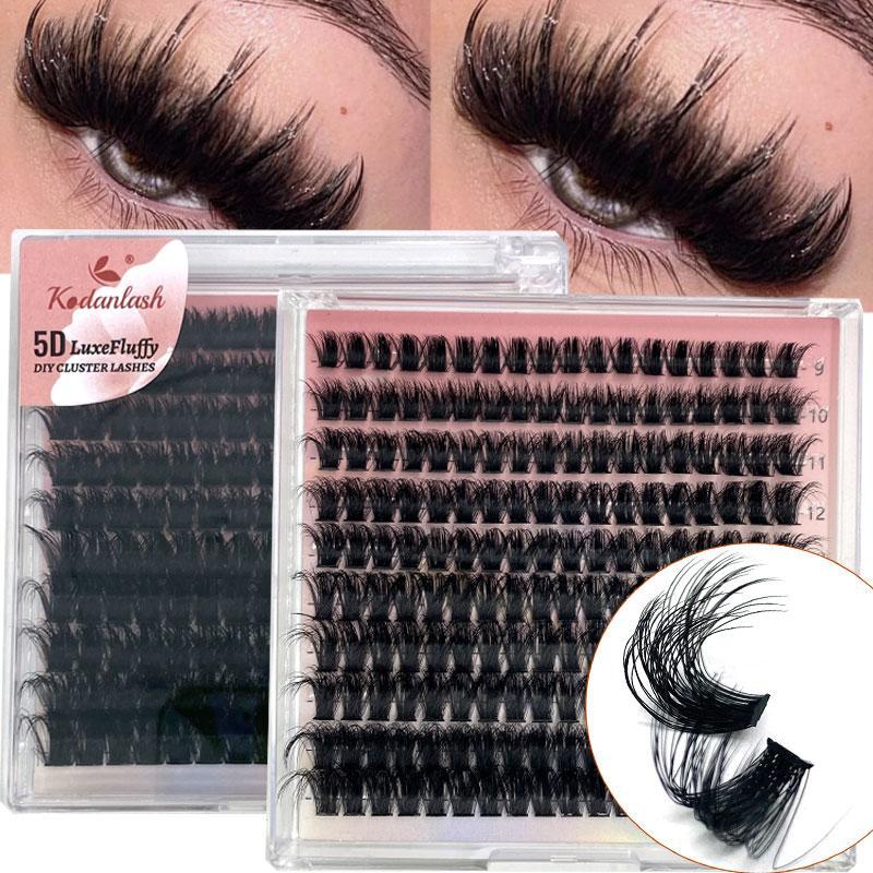 0.07 D Curling Fluffy DIY Cluster Eyelashes, 1 Box 5D 9-16mm Volume Segments Eyelashes Extensions, Fully and Dramatic Faux Handmade Easy for DIY Individual Eyelash At Home Makeup, Lash Clusters, Meatball In Makeup, Christmas Gift