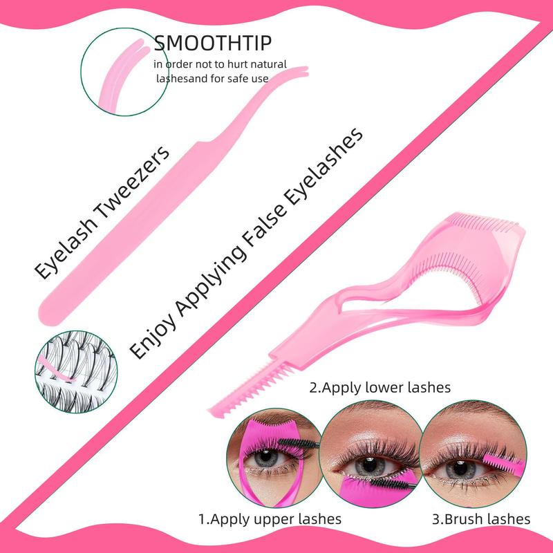 Mixed Length Individual False Eyelashes Kit, Natural Look Eyelash Extensions with Lash Bond and Seal & Remover & Tweezers & Brush & Headbands & Wristbands, Etc. Self Grafting Curl Eyelashes, Eye Makeup Enhancement False Eyelashes