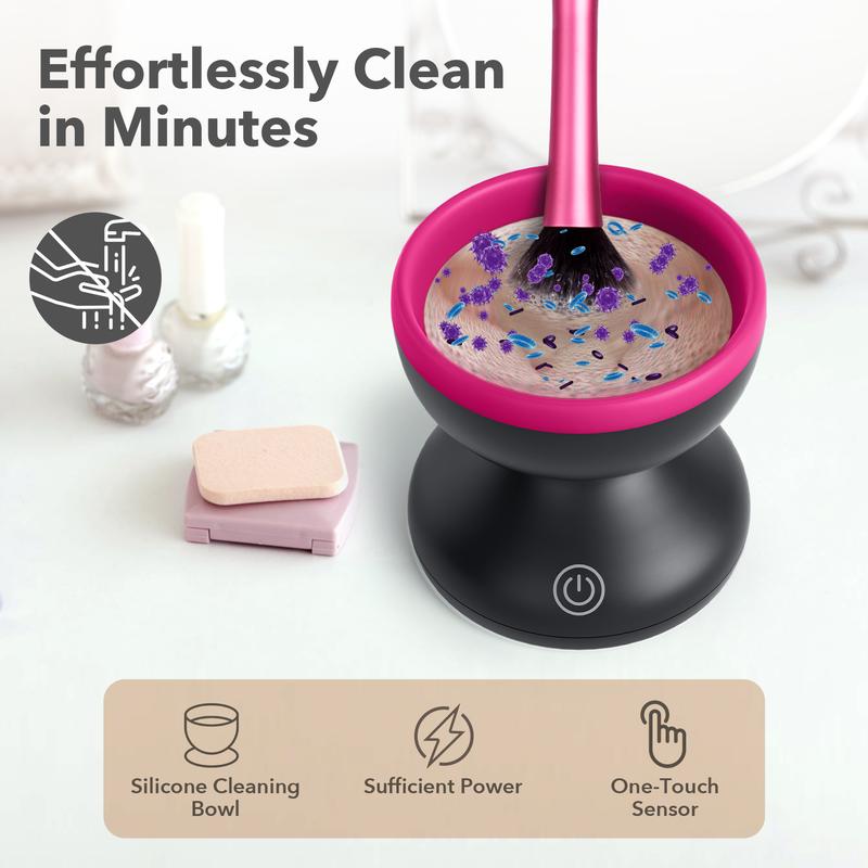 Electric Makeup Brush Cleaner Machine - Alyfini Portable Automatic USB Rechargeable Cosmetic Brushes Cleaner Cleanser Tool for All Size Beauty Makeup Brush Set, Liquid Foundation, Contour, Eyeshadow, Blush, brush  blender,