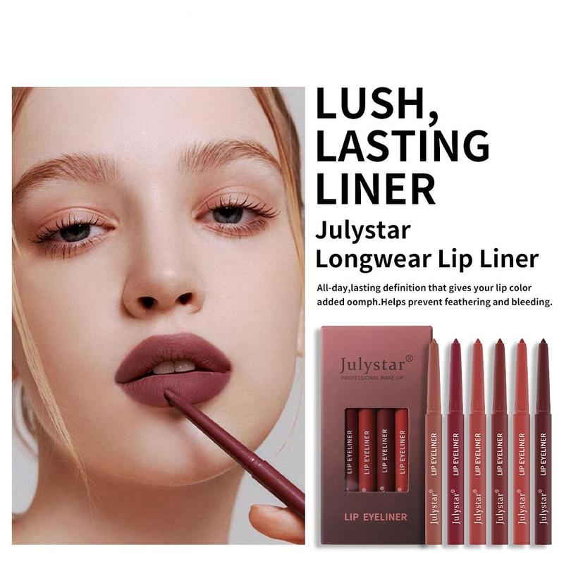 6-color Smooth Lip Liner, 6pcs set Waterproof Long-lasting Lipstick Pen, Multifunctional Lip Makeup Pencils for Daily Use