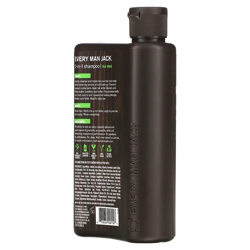 Every Man Jack 2-In-1 Thickening Shampoo & Conditioner, For Normal to Thinning Hair, Tea Tree, 13.5 fl oz (400 ml)