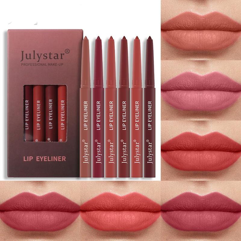 6-color Smooth Lip Liner, 6pcs set Waterproof Long-lasting Lipstick Pen, Multifunctional Lip Makeup Pencils for Daily Use