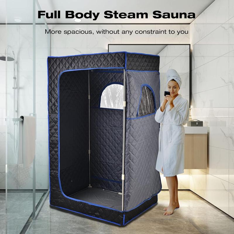 Portable Full Size Steam Sauna, Lightweight Steam Saunas for Home Spa, FCC Certified 2.6L & 1000W Steam Generator, 90 Minute Timer, Indoor Steam Sauna Tent with Remote Control, Black