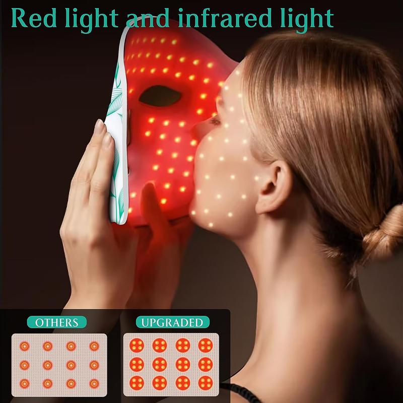 Red Light Therapy for Face, Led Contour Face Mask Light Therapy, 7+1 Color Near-infrared 850 Led Light Mask Portable and Rechargeable, Red Light Therapy At Home and Wireless Led Face Mask