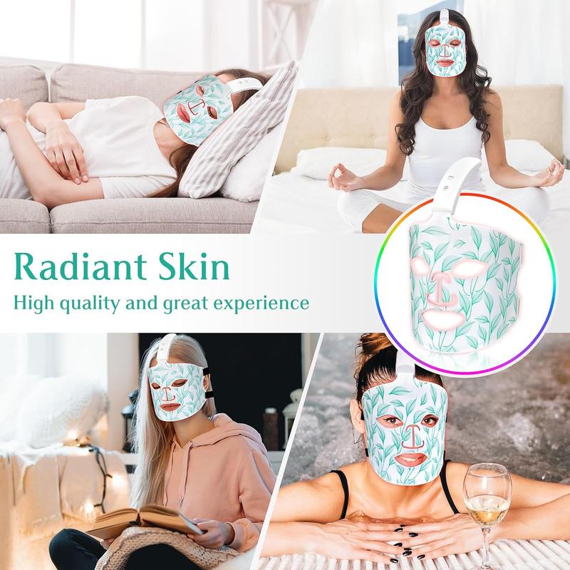 Red Light Therapy for Face, Led Contour Face Mask Light Therapy, 7+1 Color Near-infrared 850 Led Light Mask Portable and Rechargeable, Red Light Therapy At Home and Wireless Led Face Mask