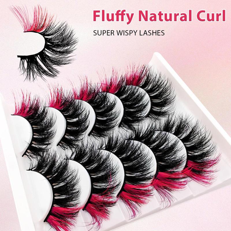 Wispy Cat Eye Look Faux Cluster Lashes, 5 Pairs Natural Curling Eye Makeup Strip Lashes, Volumized False Eyelashes for Women & Girls Eye Makeup Enhancement