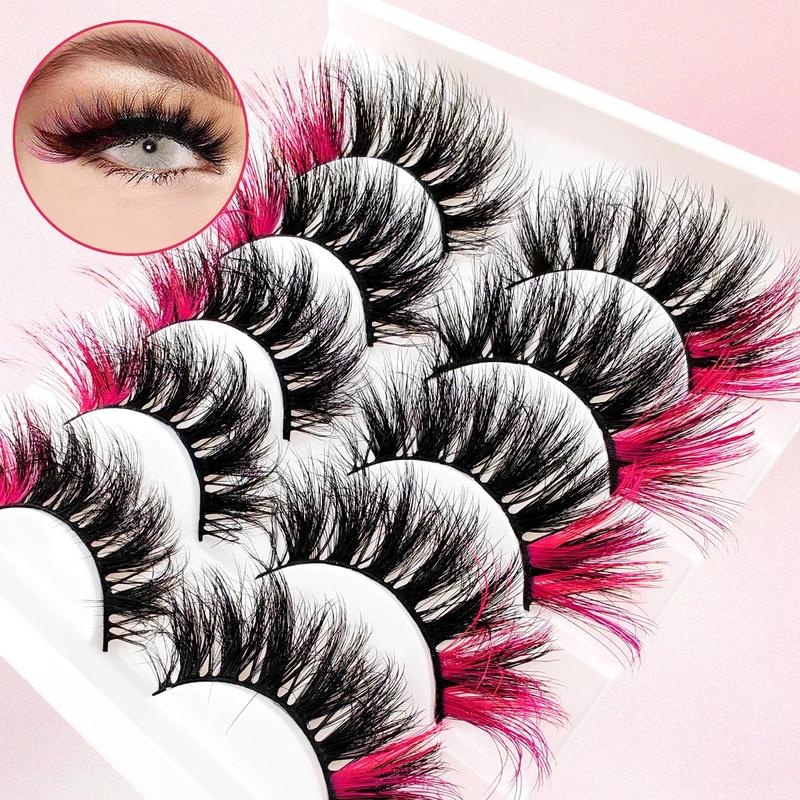 Wispy Cat Eye Look Faux Cluster Lashes, 5 Pairs Natural Curling Eye Makeup Strip Lashes, Volumized False Eyelashes for Women & Girls Eye Makeup Enhancement