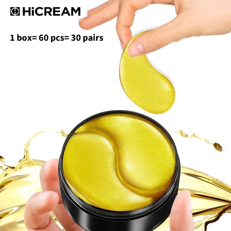 Hicream 24k Eye Patches,60pcs set Tightening and Lifting Eye Patches,Hydrating Brightenin Firming Eye Gel Patches