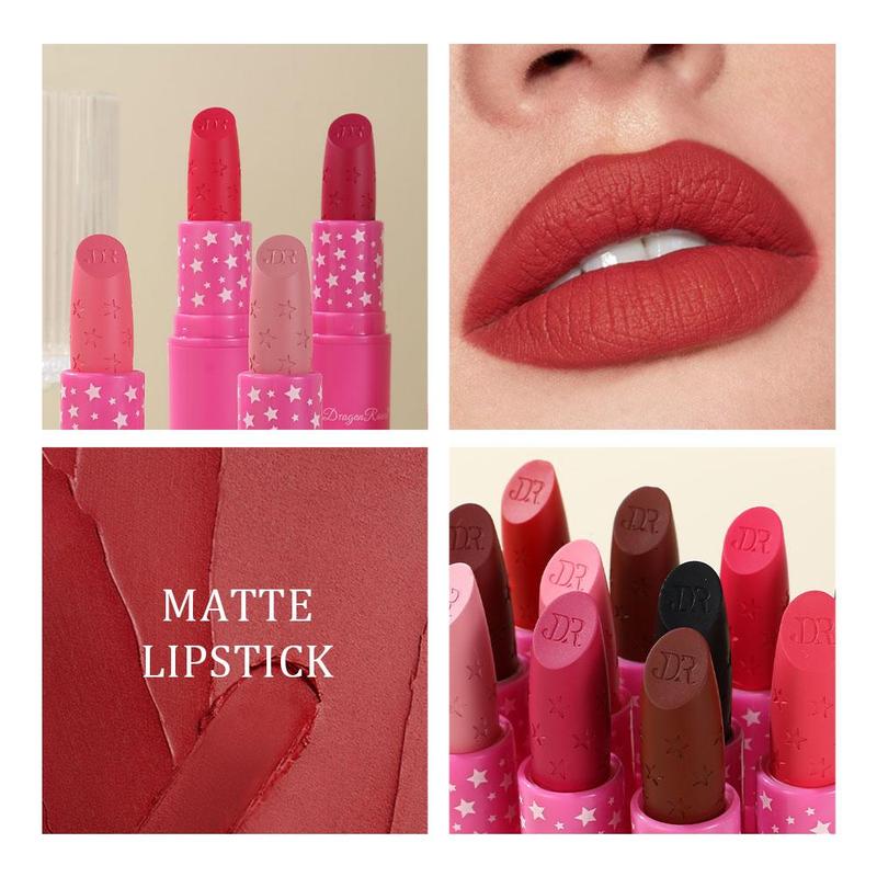 Matte Lipstick (1 Box), Waterproof Matte Lip Balm, Long Lasting Easy Coloring Lip Sticks, Suitable for All Occasions Lip Makeup, Girls and Women Makeup Accessories