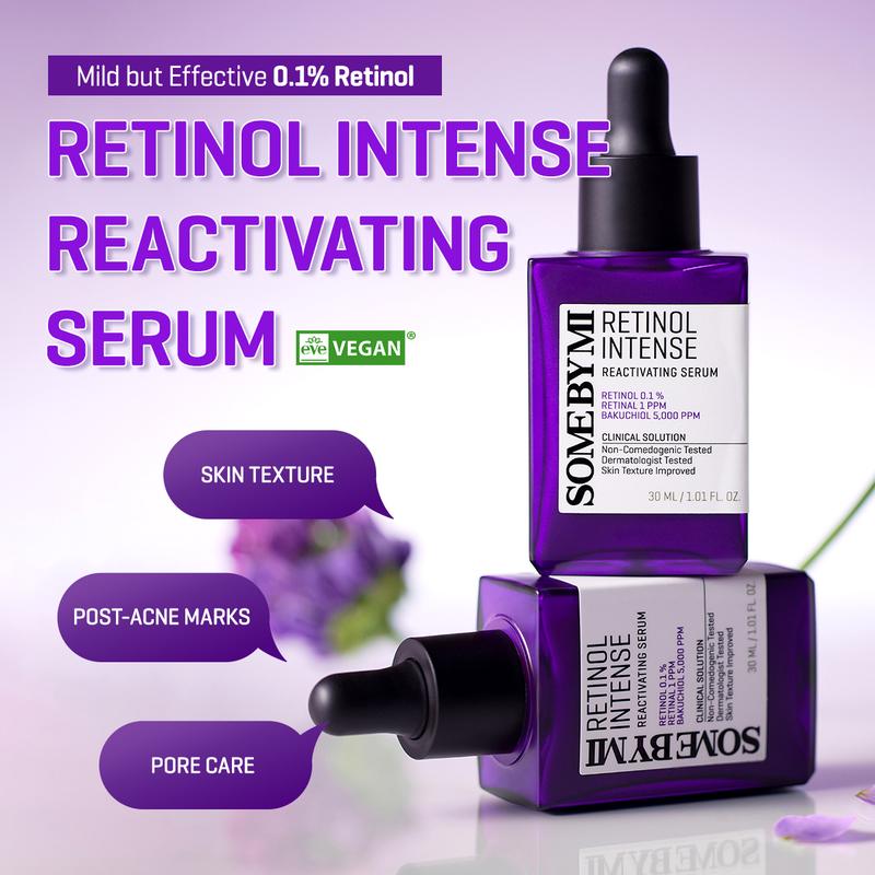 [SOME BY MI] Retinol Intense Reactivating Serum - 1.01Oz, 30ml - Mild Korean Retinol Serum for Post-Acne Mark - Bakuchiol Pore Minimizer for face Texture - Ideal for Retinol Beginners - Korean Skin Care